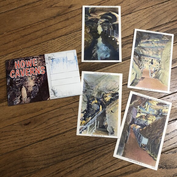 Dresses & Skirts - Howe Caverns NY Unposted 4 VTG Linen Postcards & 11 View Chrome RPPC Foldout Lot